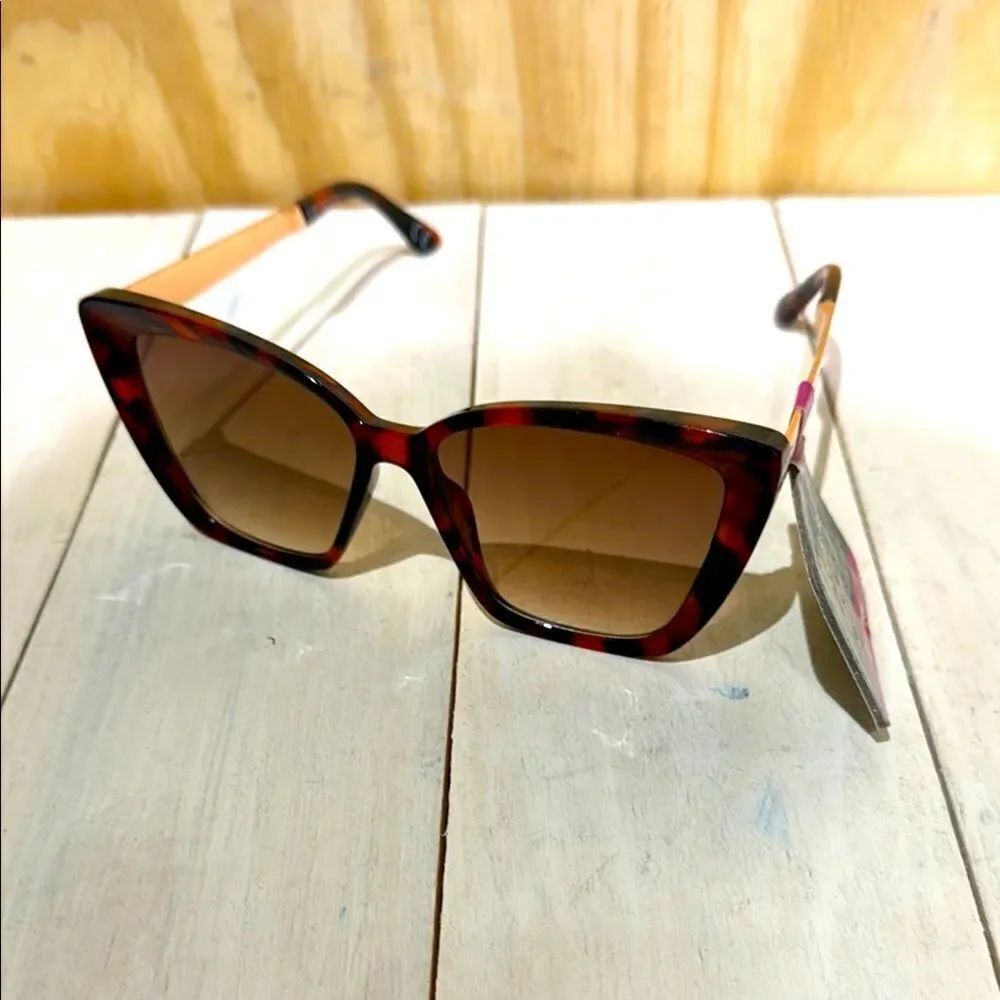 Foster Grant Cat Eye Sunglasses KG 20 06 TRT Embedded Browns Tort Brand New
